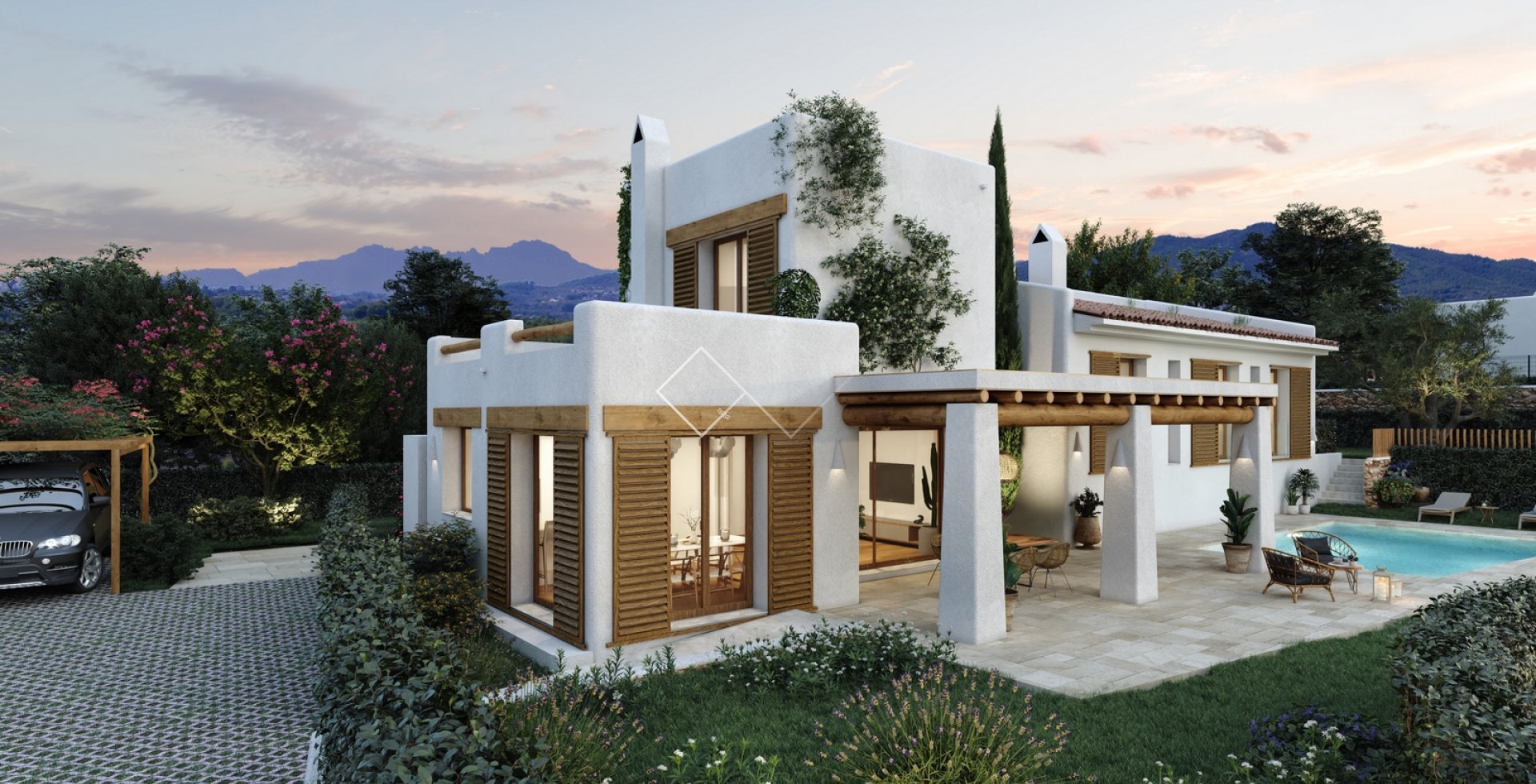 Lomas - Villa de style Ibiza à vendre à Javea avec vue sur le Montgo
