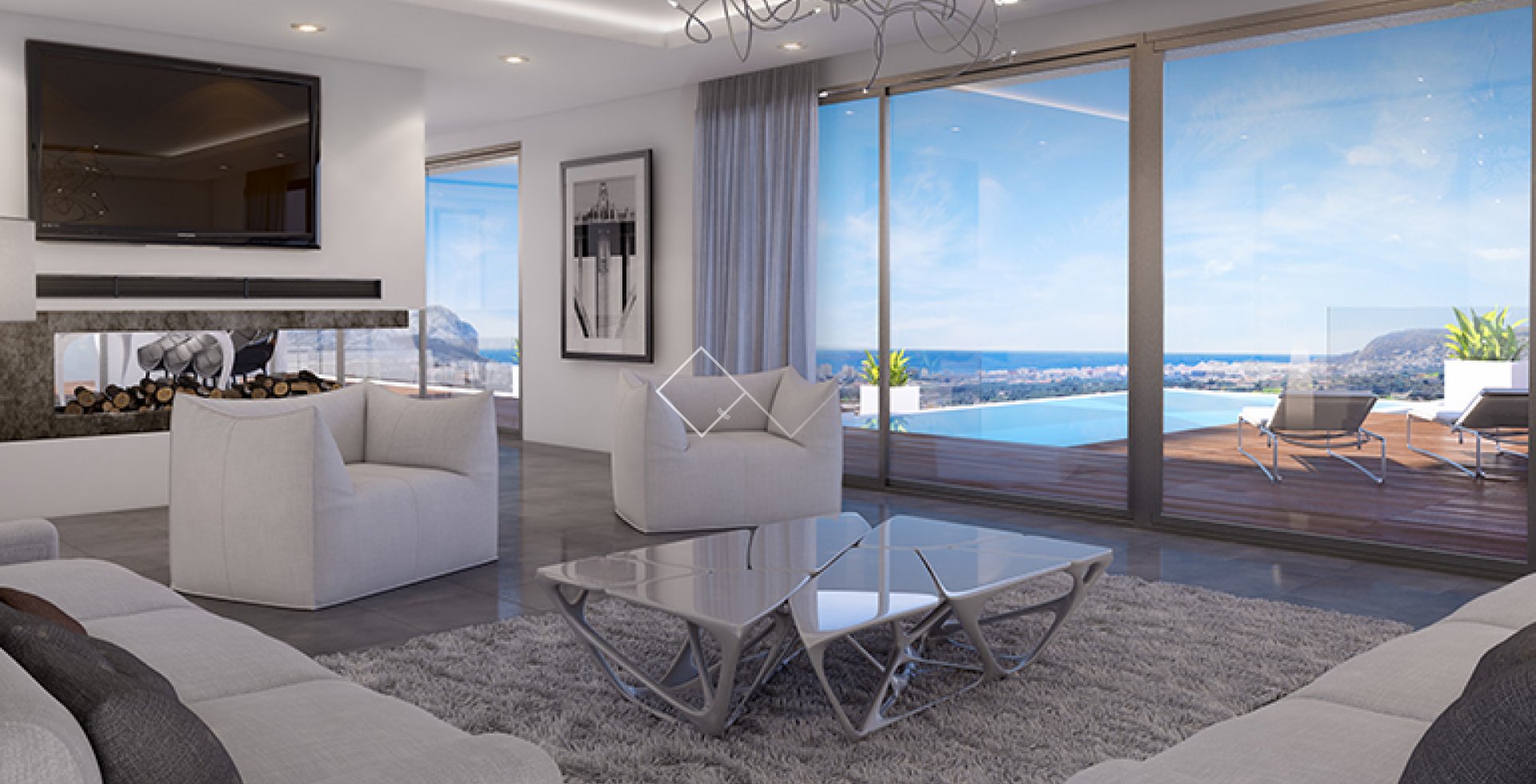 sala de estar - Villa de lujo con vistas al mar en venta en Calpe