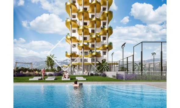 piscina y pista de paddle - Nuevas apartamentos en venta en un llamativo complejo de lujo, Calpe