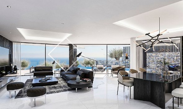 woonkamer - 6 luxes villas met zeezicht in Olta, Calpe